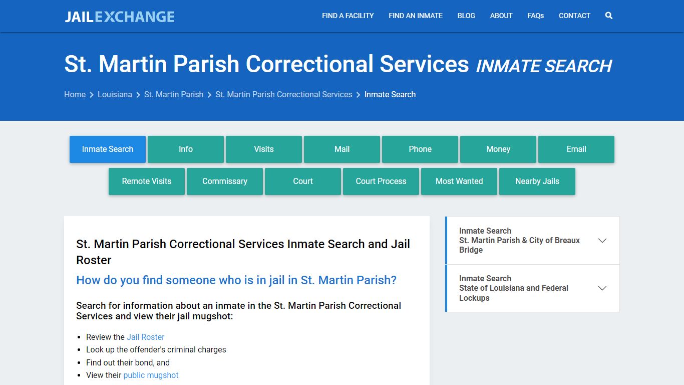 St. Martin Parish Correctional Services Inmate Search - Jail Exchange