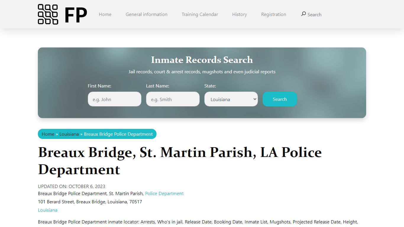 Breaux Bridge, LA Police - City Jail Inmates, Arrests