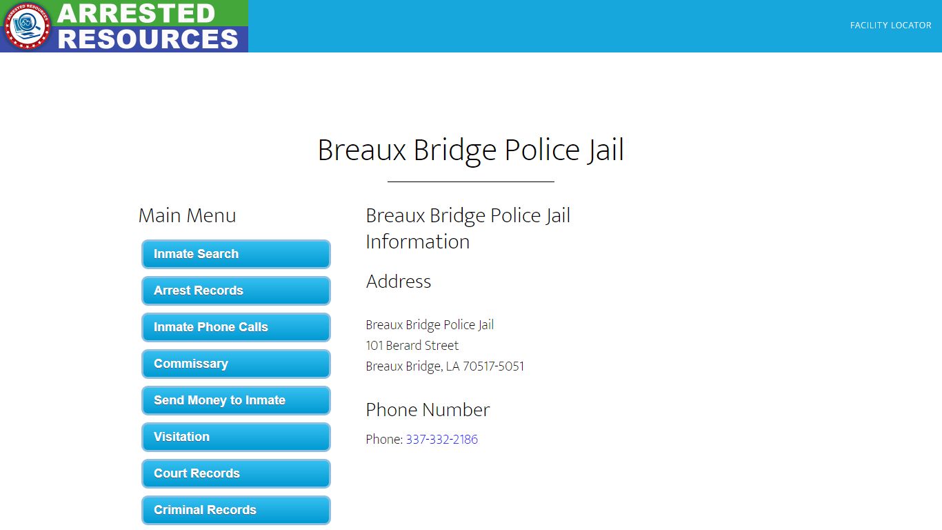Breaux Bridge Police Jail - Inmate Search - Breaux Bridge, LA