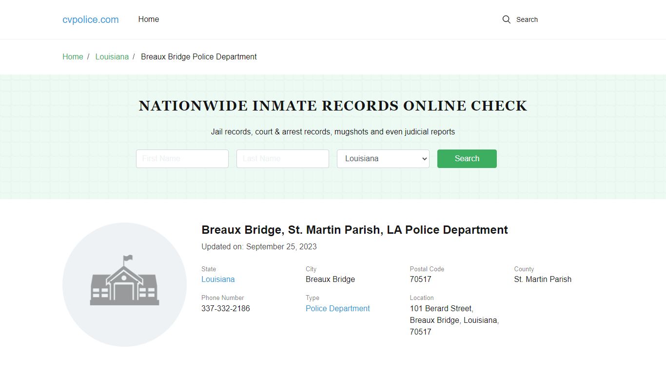 Breaux Bridge, LA Police - City Jail Inmates, Arrests